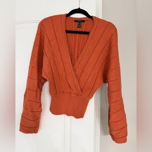 Forever 21 V-Neck Orange Sweater